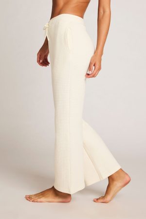 Waffle Knit Cropped Track Pant